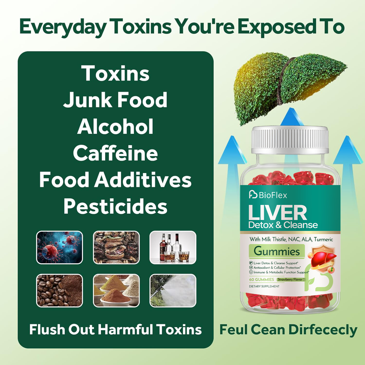 Liver Cleanse Detox &amp; Repair Gummies Milk Thistle Supplement With Nac, Alpha Lipoic Acid, Dandelion, Turmeric For Antioxidant