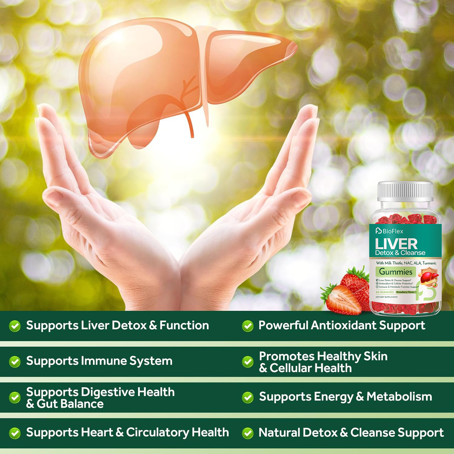 Liver Cleanse Detox &amp; Repair Gummies Milk Thistle Supplement With Nac, Alpha Lipoic Acid, Dandelion, Turmeric For Antioxidant