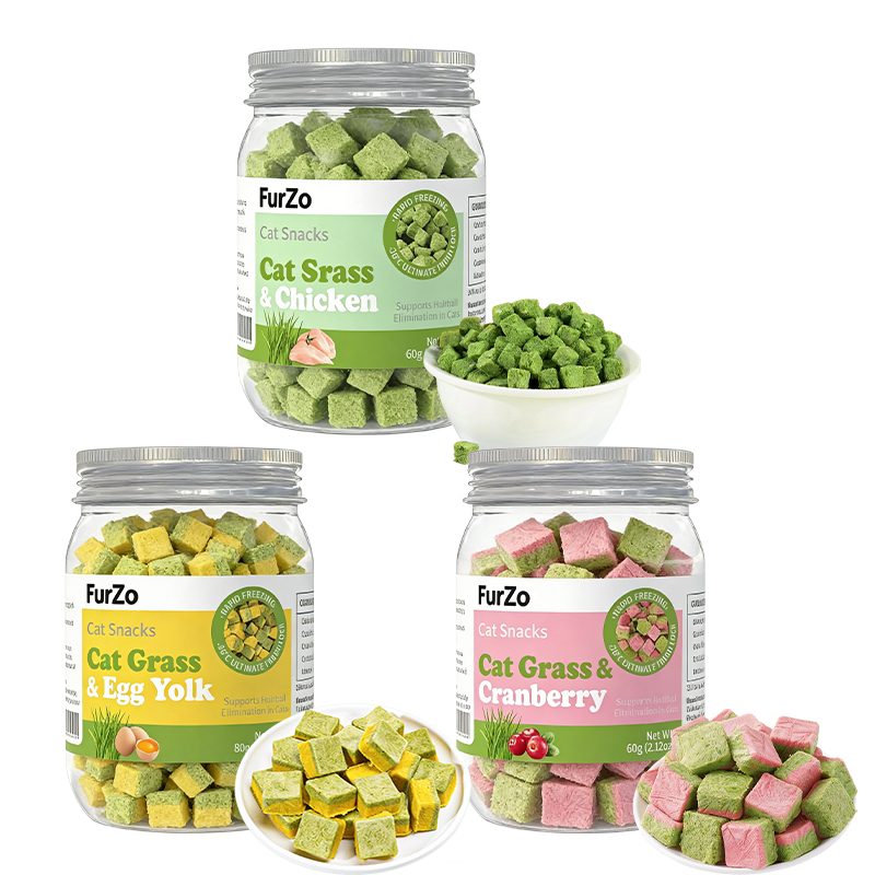 Freeze Dried Cat Grass &amp; Chicken Treats for Cats Natural Hairball Control &amp; Digestive Support High Protein Cat Snack Wholesale