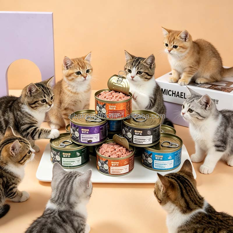 OEM Canned Food Natural Meat Chicken/Salmon/Tuna/Turkey/Beef Flavor Wet Food For Dogs Cats