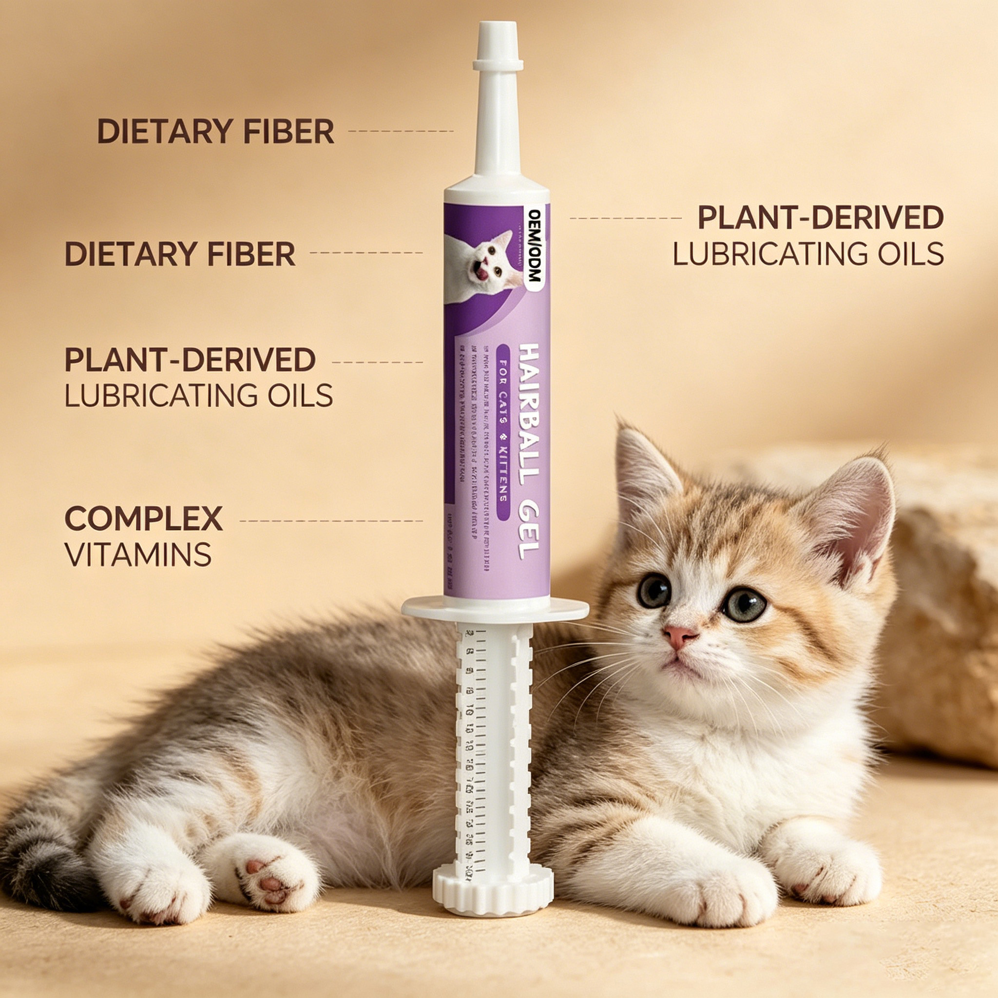 Custom OEM Cat Hairball Paste Malted Barley Powder Formula Psyllium Husk Powder Cat Digestive Support Supplement