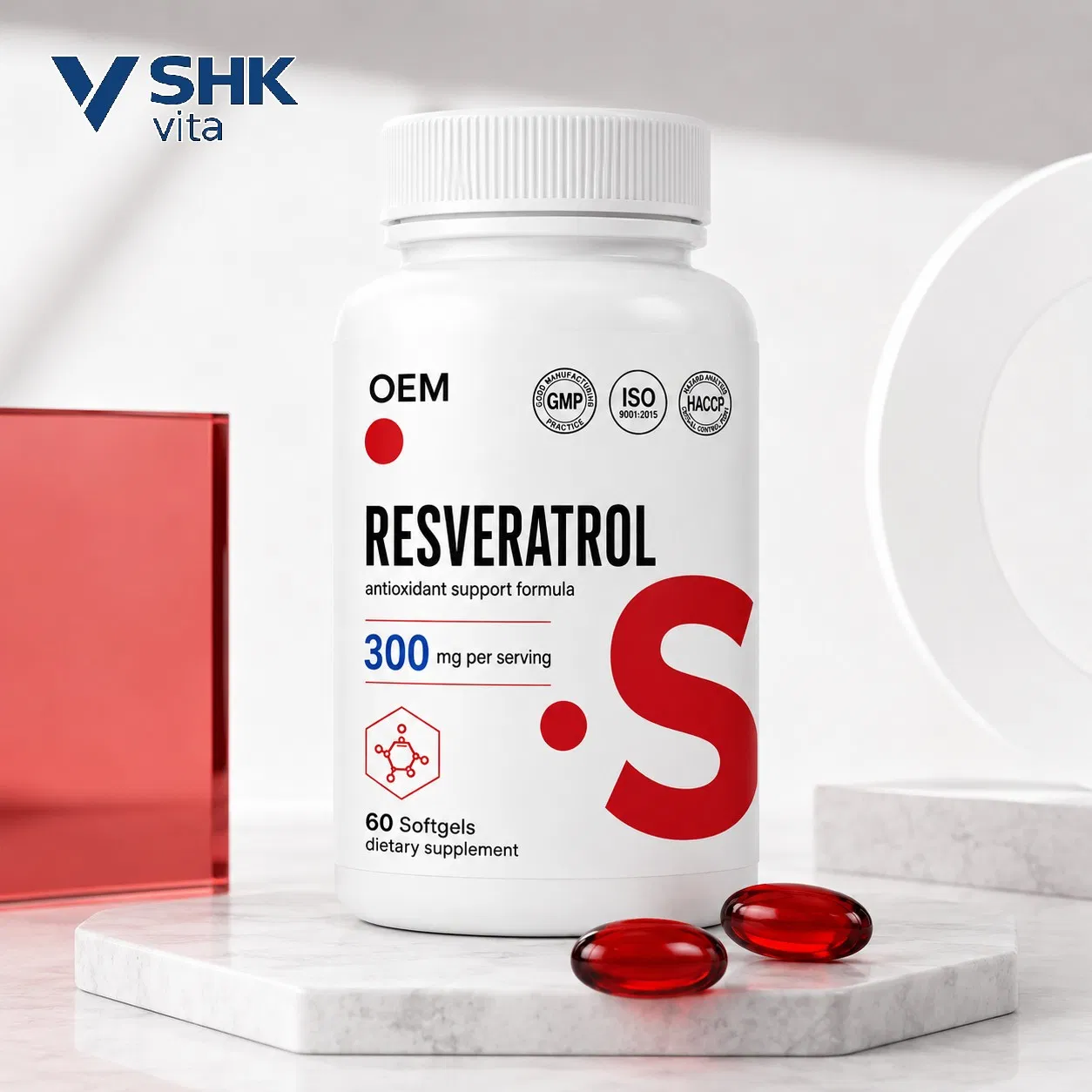 OEM Resveratrol 250mg 500mg Softgels Heart Health & Antioxidant Support Formula Custom Packaging