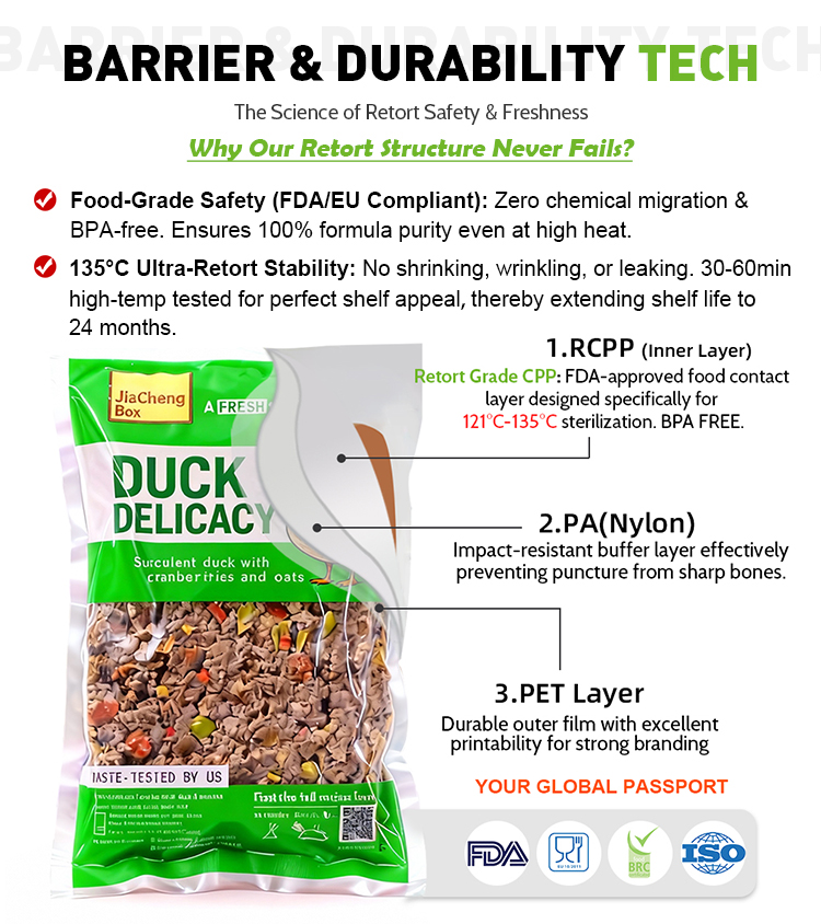 Custom Printed High Barrier Sterilizable Food Grade Fresh Dog Food Packaging Retort Pouches Vacuum Sealed Bags for Wet Pet Food