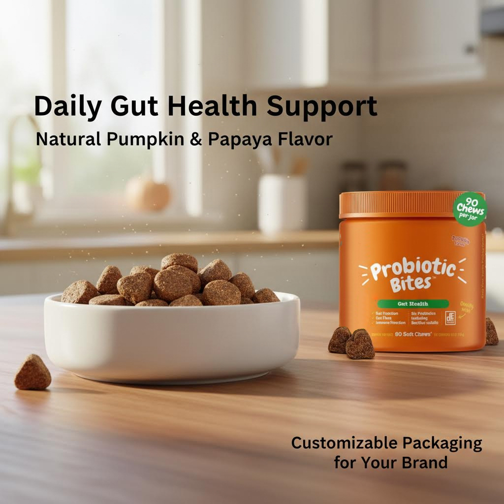 Probiotics for Dogs Soft Chews Digestive Enzymes Omega Pumpkin Gut Health Immunity Support Allergies Itchy Relief Pet Supplement
