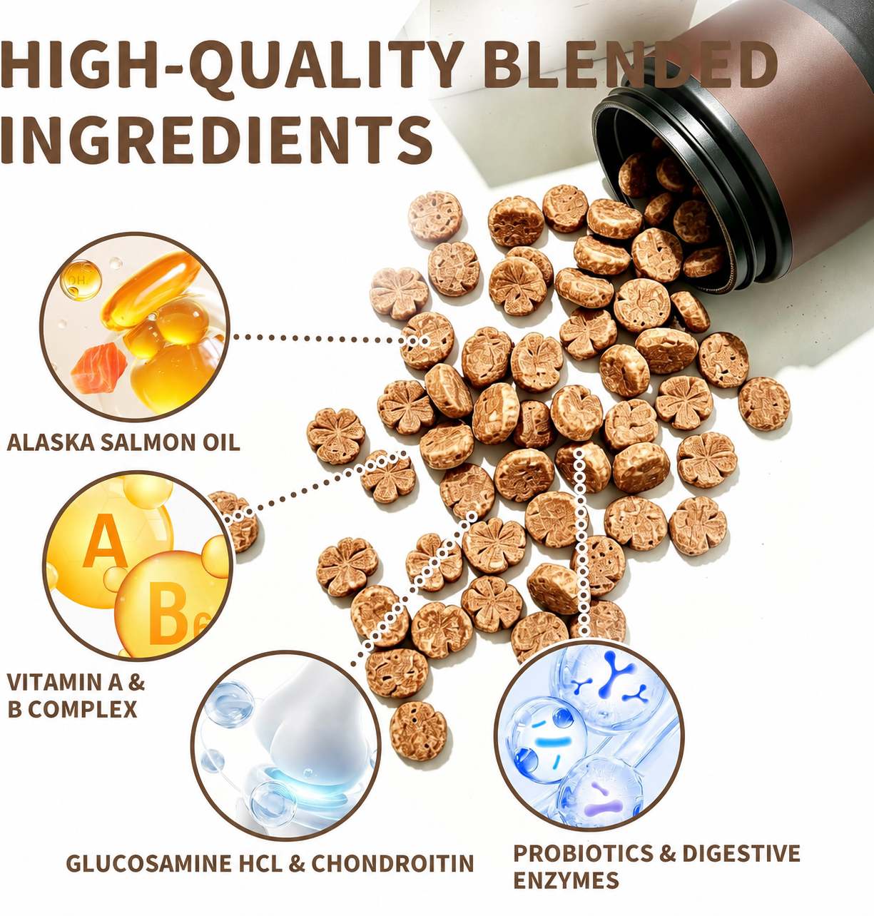 Omega-3 12-in-1 Active Ingredients Dog Multivitamin Soft Chews Pet Food Health Care Supplements for Skin &amp; Coat