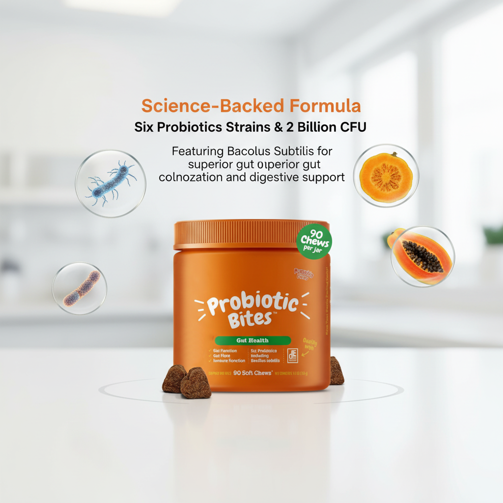 Probiotics for Dogs Soft Chews Digestive Enzymes Omega Pumpkin Gut Health Immunity Support Allergies Itchy Relief Pet Supplement