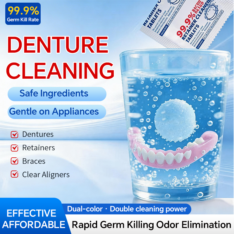MIIGUU Antibacterial Denture Care Tablets For Whitening Aligner Night Guards Cleaning Retainers-Dental Care