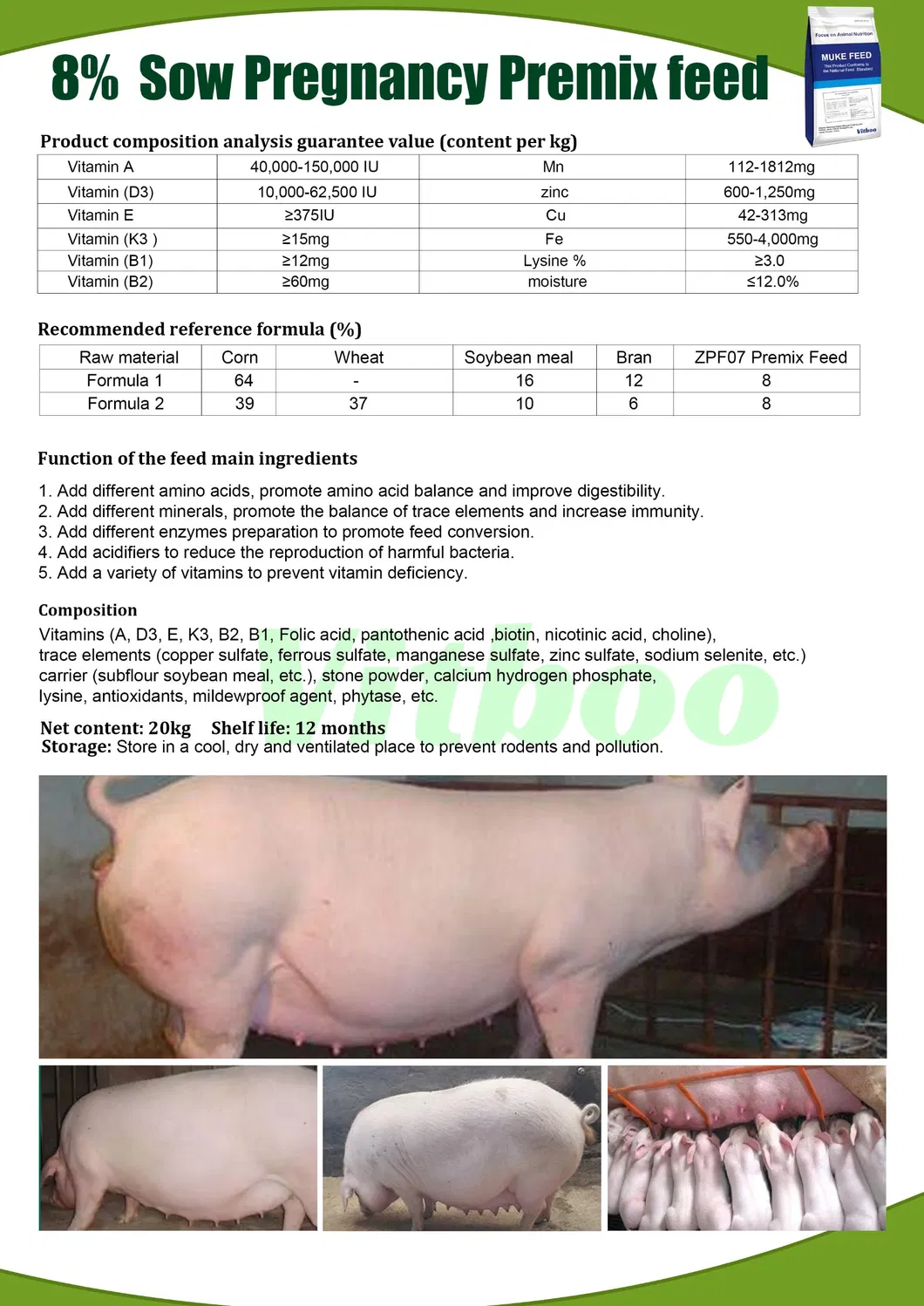 Sow Pregnancy Lactation Premix Details