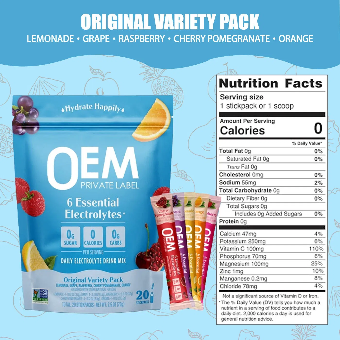 Custom Formula Package Logo Digestive Health Support Sleep Electrolytes
