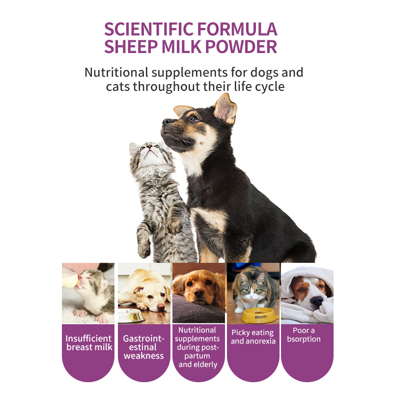 High Calcium Hypoallergenic Goat Milk Powder Pet Formula High-Protein Grain-Free Immune Support Skin &amp; Coat Health for Cats Dogs
