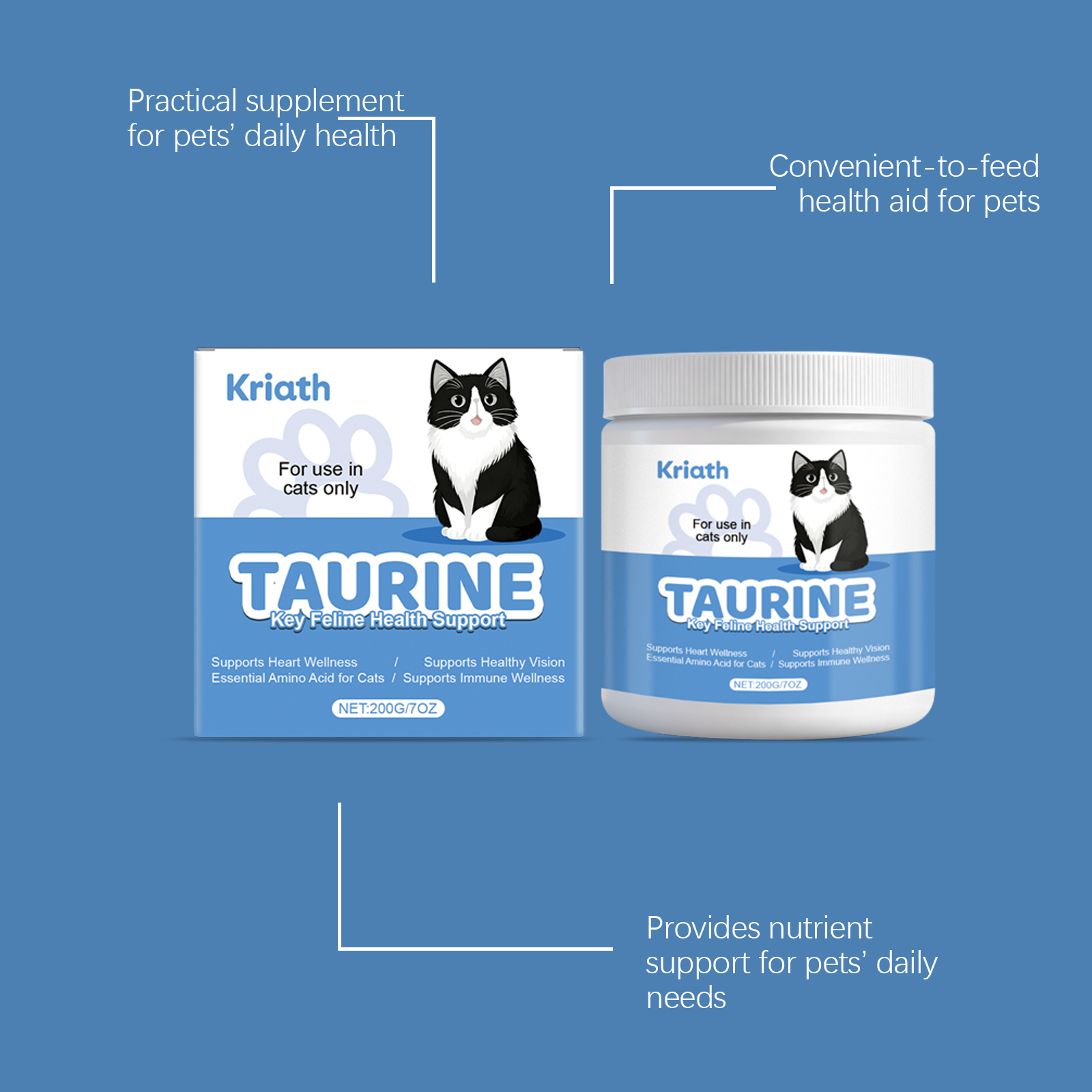 Cat Dog Taurine Pink Powder Mild Formula Daily Care Comfortable Pet Body Nutrition 200g Complex Vitamins Trace Elements