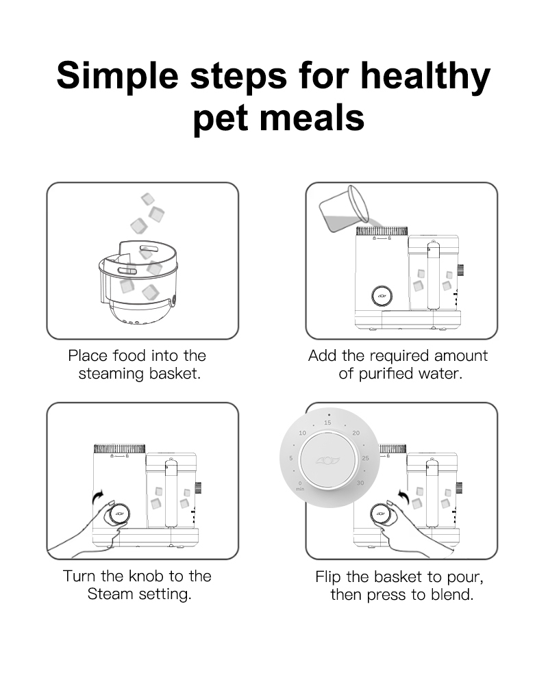 Customized Stainless Steel &amp; Plastic Pet Food Fresh Meal Maker Machine For Cats Dogs 2 In 1 Easy Clean Electric