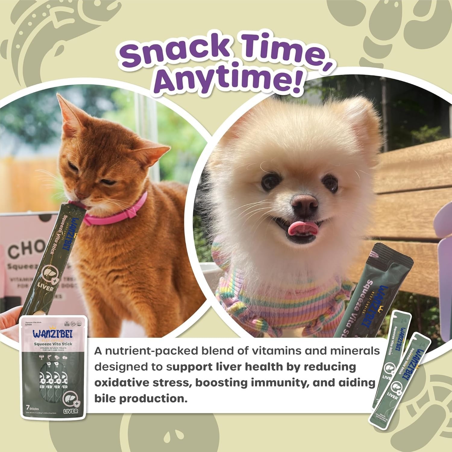 OEM/ODM Squeeze Vita Stick Lickable Cat &amp; Dog Treats, 7-Count Liver Support, Pet Liver Paste/Gel Treats Liver Support Supplement