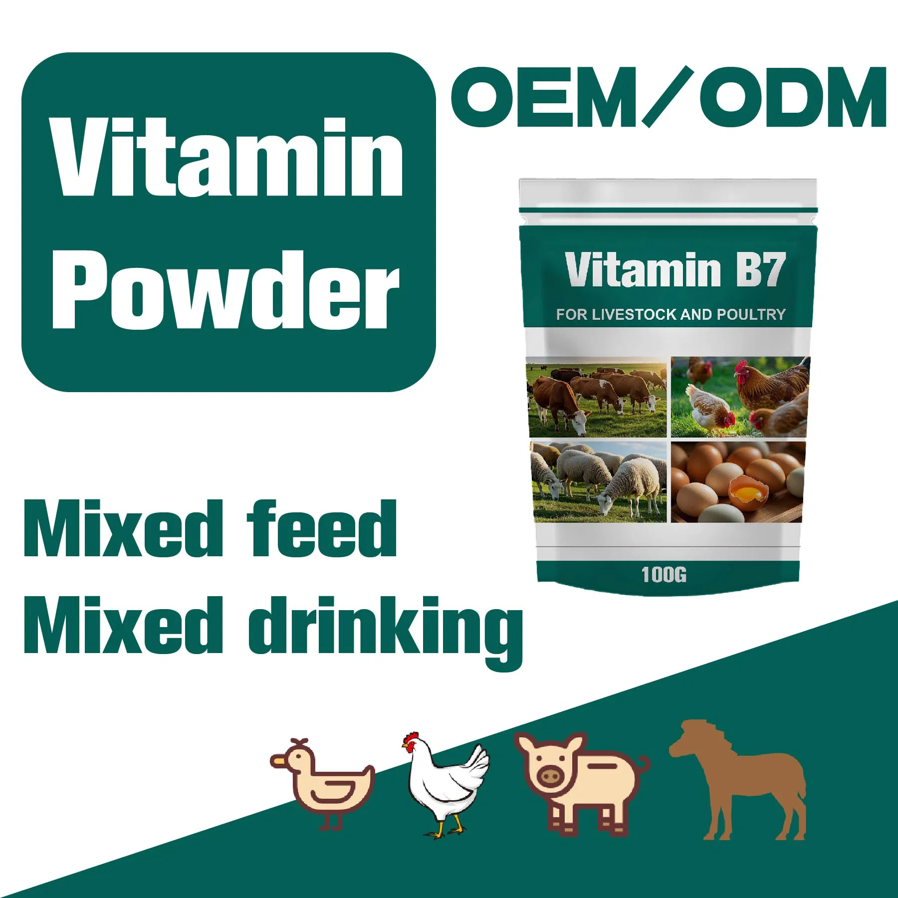 Factory Price Vitamin B7 Powder for Livestock and Poultry, Food Grade and Best Biotin Powder