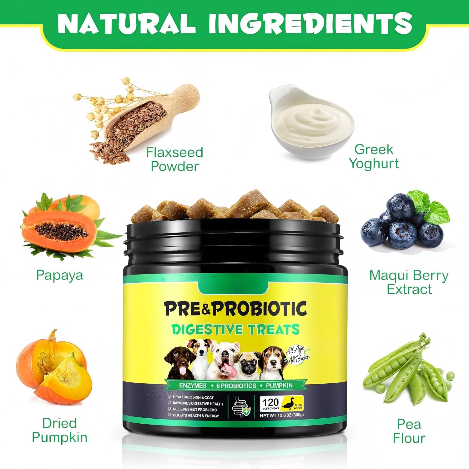 VitaFit Dog Probiotics Dog Vitamins Soft Chews 120 Count With Prebiotics For Digestive Immune Support Pet Health Products