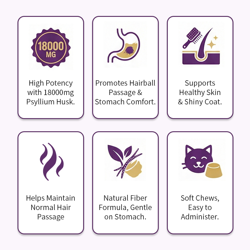 Natural Cat Hairball Control &amp; Coat Soft Chews Supplement Cat Hairball Control Bites In Stock