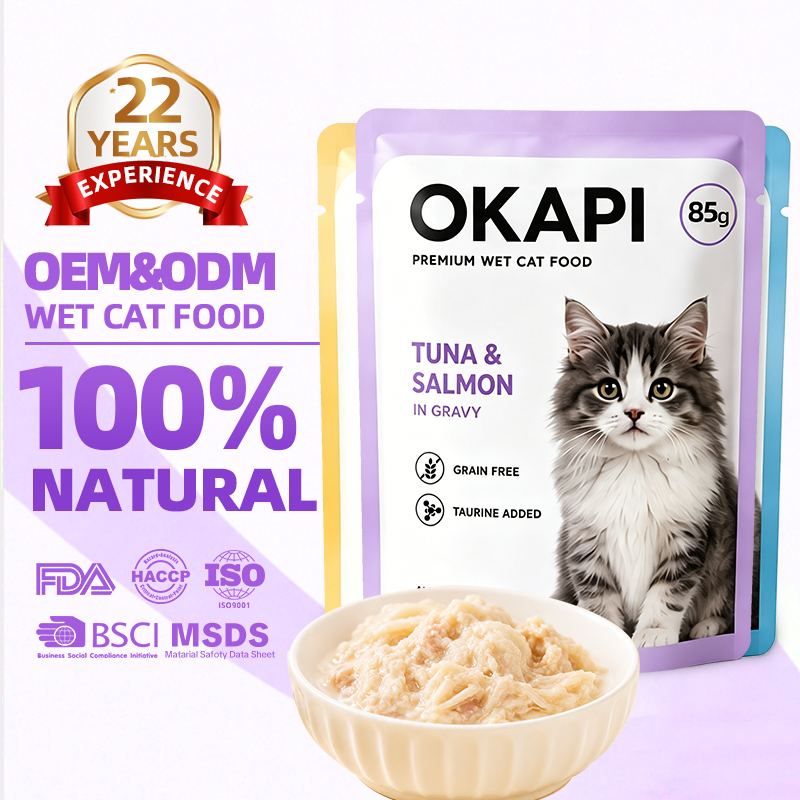 FDA Certified OEM/ODM Complete Meal Wet Cat Food Pouch High Protein Fresh Meat Rich Soup Staple Food Pet Food