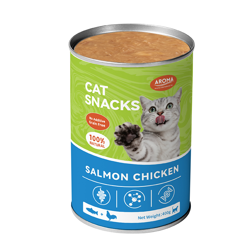 Canned Cat Chicken and Salmon Wet Food Treats Wet Canned Cat Food Pet Food Manufacturer MEAT&amp;SOUP 400g