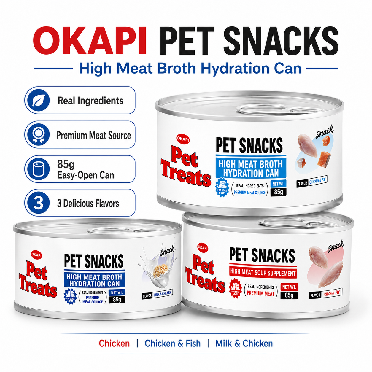100% Natural High Protein Low Fat Top Grade Cat Wet Food 85g Canned Pet Treats Custom Weight Various Flavors