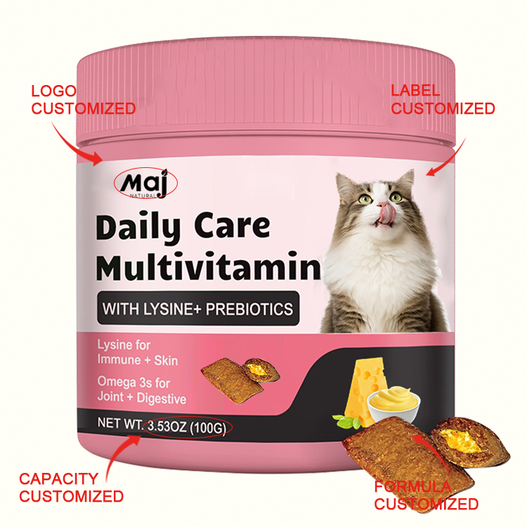 OEM Cat Multivitamin Crunchy &amp; Creamy Chews Cat Treats For Immune Health Joint Support Vitamins With Lysine &amp; Probiotics