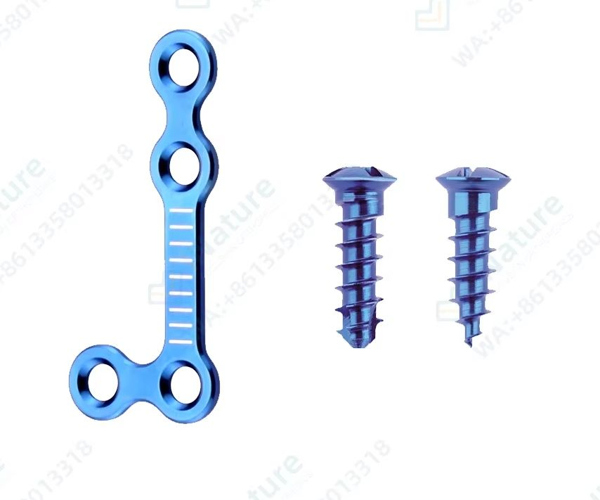 Maxillofacial Implants 1.0mm Pure Titanium Anatomical L-Plate 6 Holes