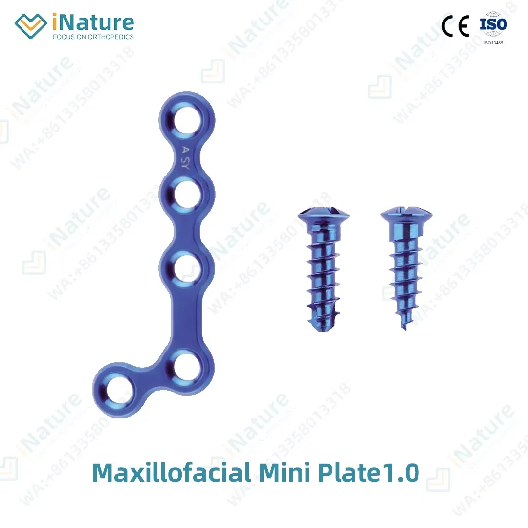 Maxillofacial Implants 1.0mm Pure Titanium Anatomical L-Plate 6 Holes