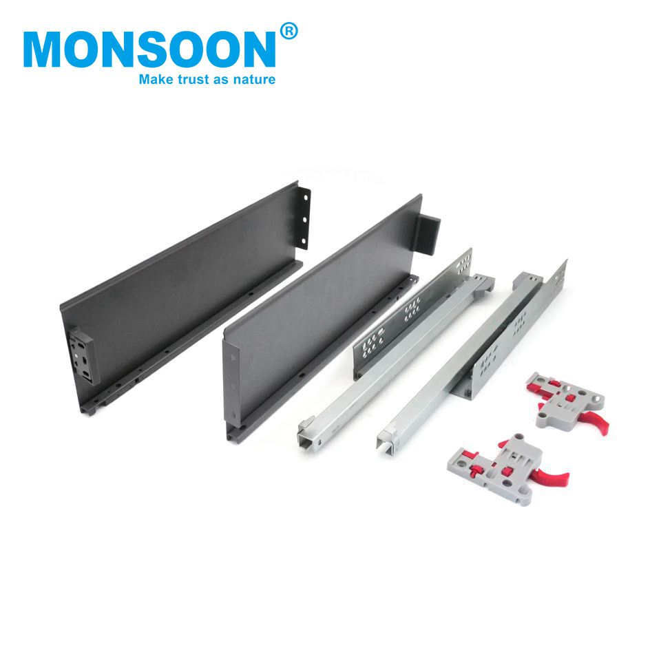 Kitchen Drawer Guide Heavy Load Storage Steel Plated 400mm Legrabox Under Mounted Drawer Slide System for Furniture Cabinet