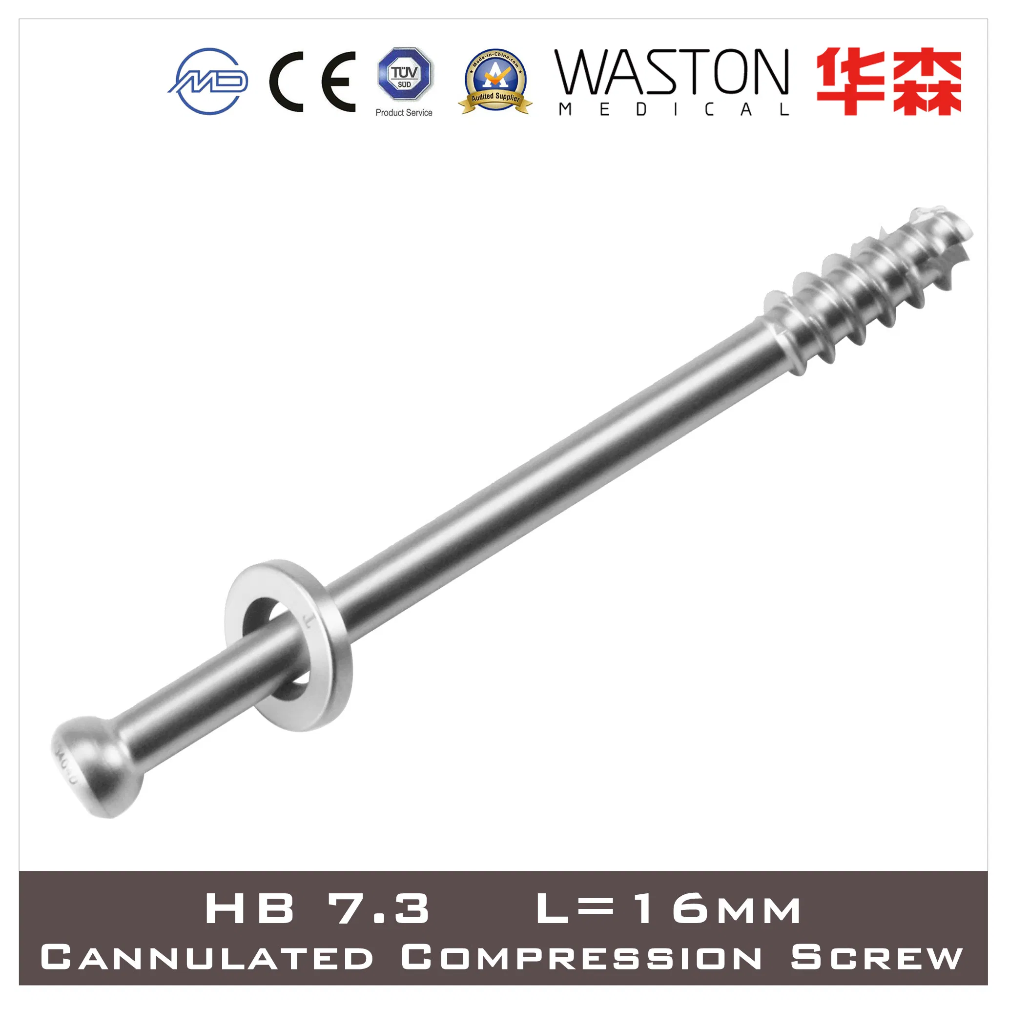 Surgical Instrument Hb7.3 Titanium or Ss Cannulated Compression Screws with Short Threaded