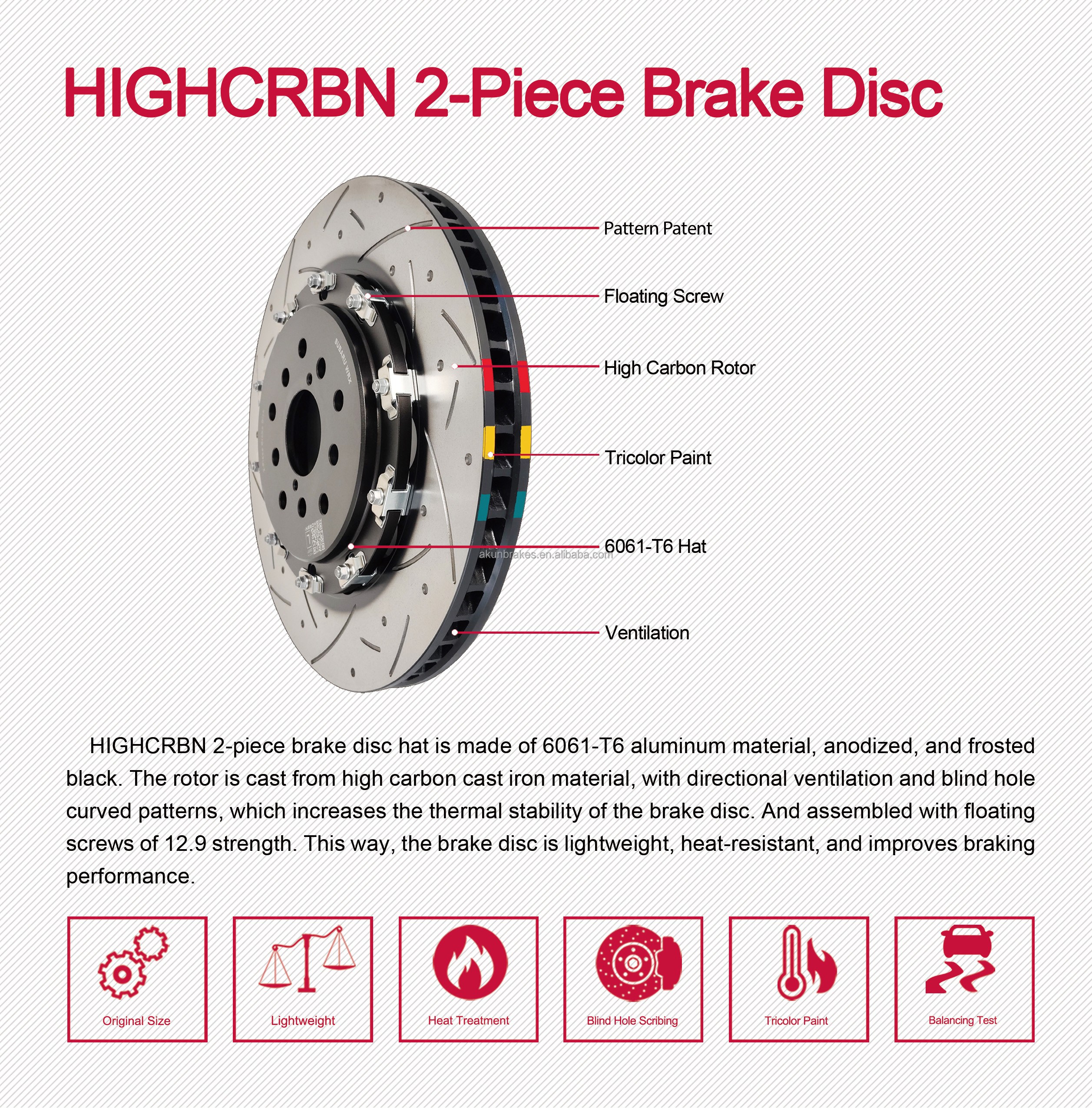 HIGHCRBN 374*36mm 2-piece Brake Disc Floating Front for BMW