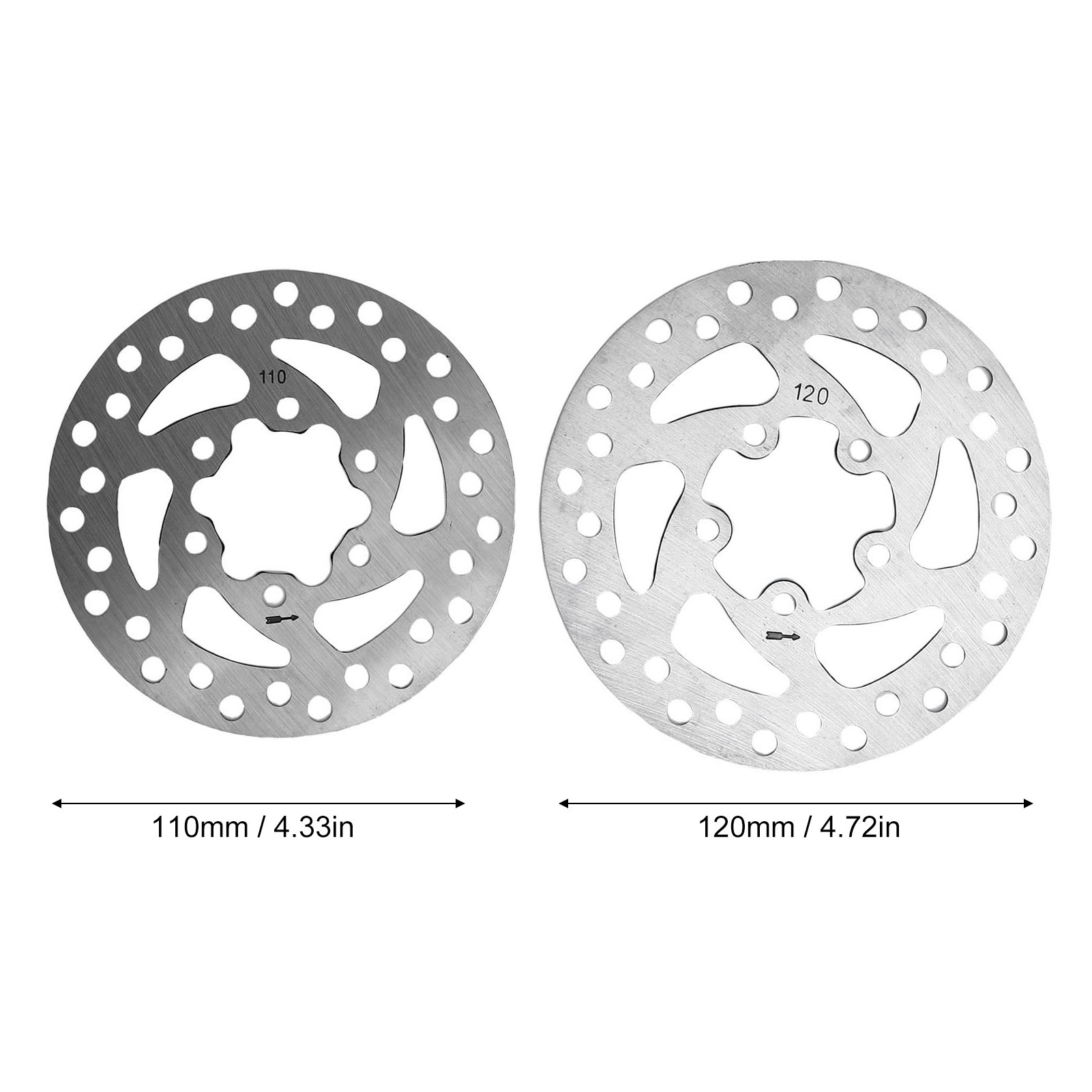 2 Pcs Brake Disc 110mm and 120mm Stainless Steel Disc Brake Rotor for Replacement