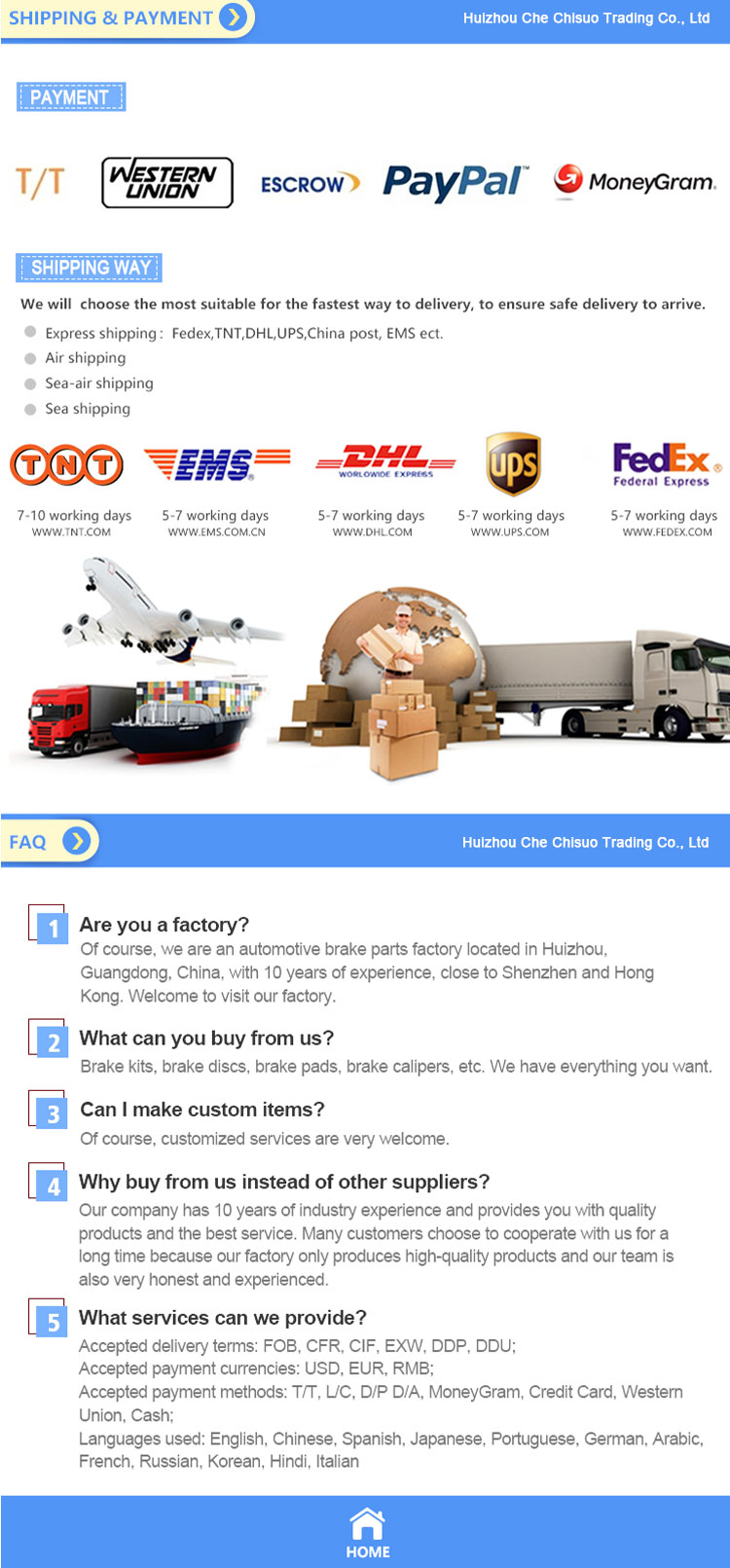 Brake Disc Packaging Info