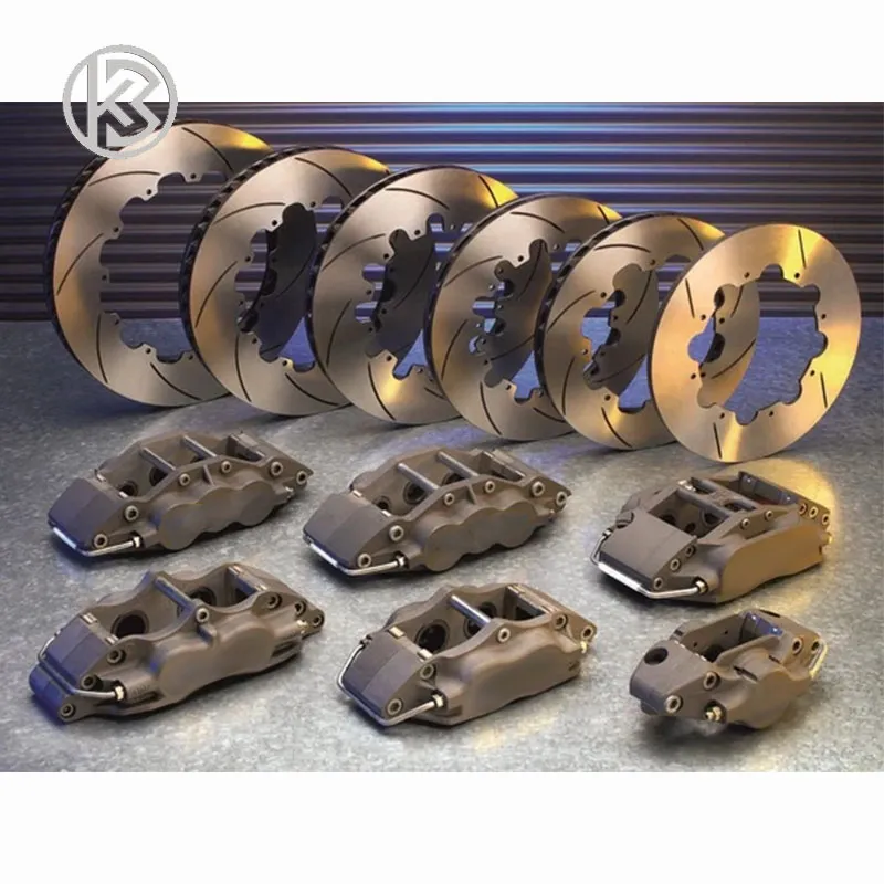 High Performance 2-Piece Floating Replacement Brake Disc Rotors R-Slotted Curved Vanes 2 Pieces Brake Rotors