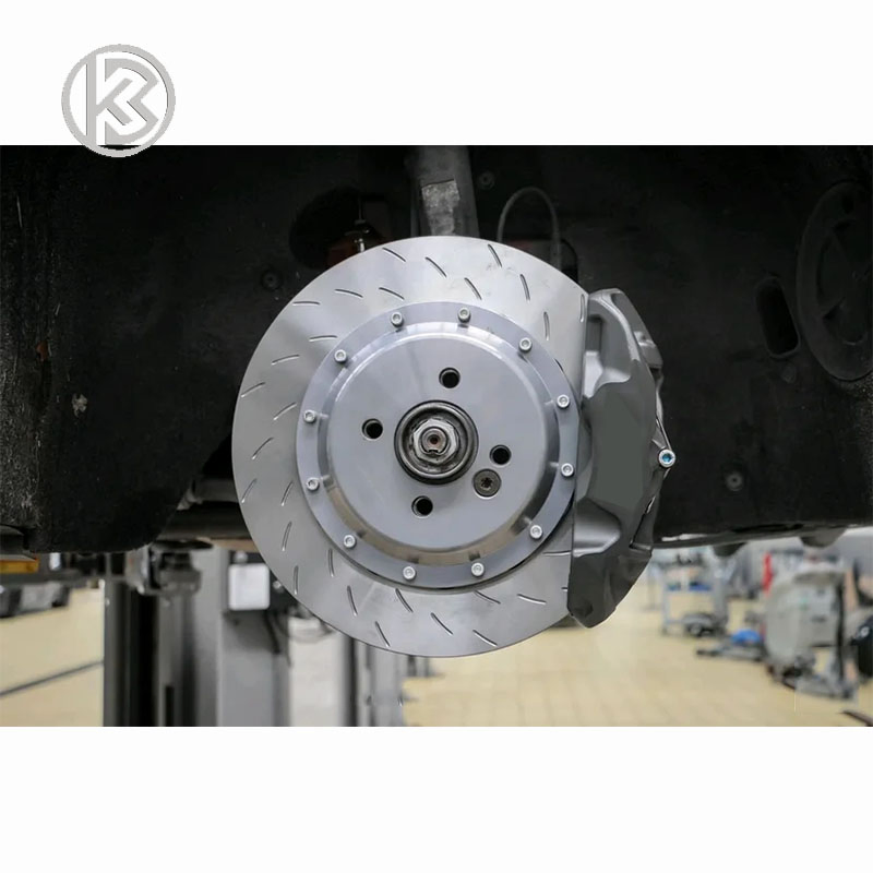 High Performance 2-Piece Floating Replacement Brake Disc Rotors R-Slotted Curved Vanes 2 Pieces Brake Rotors