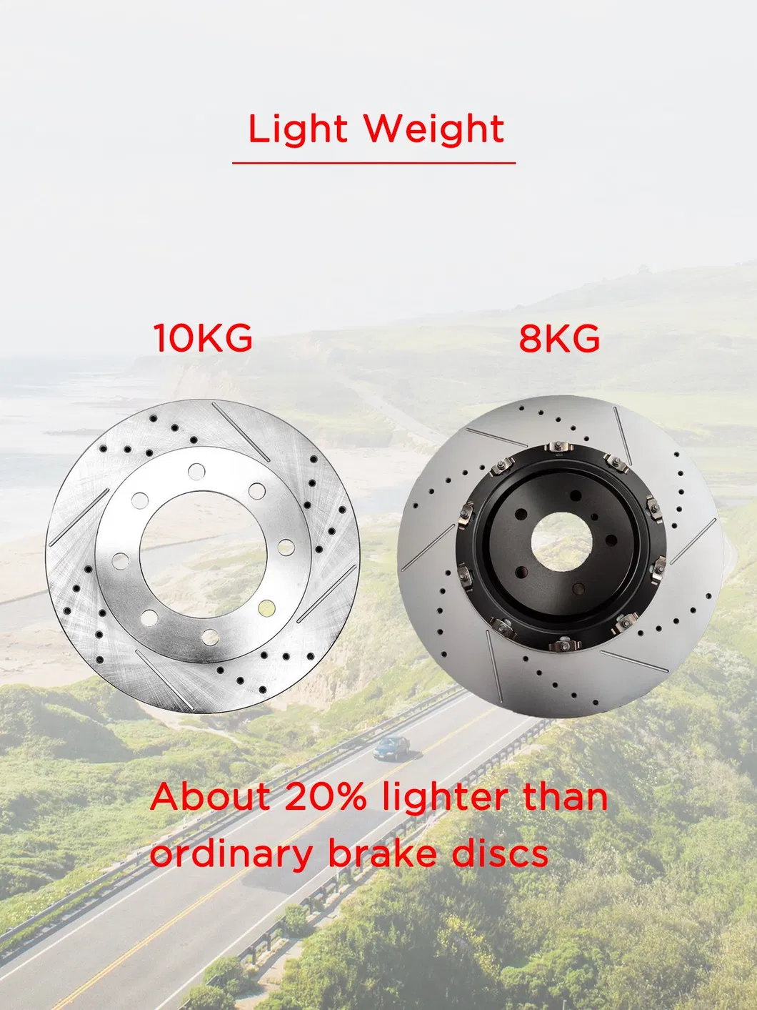 Aluminum Hat Floating Brake Discs Brake Rotors Ventilated Drilled and Slotted for Volvos