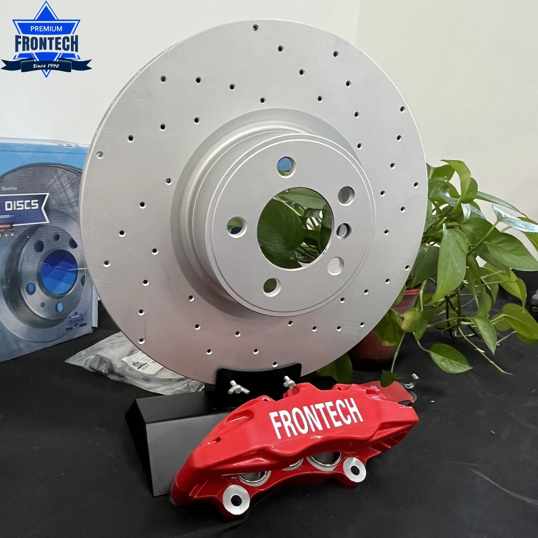 Frontech Break System Drilled and Slotted Front Brake Rotors for Ford Mustang
