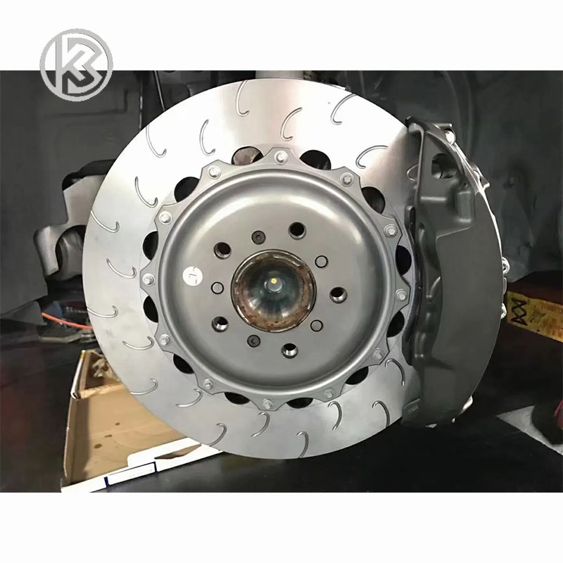 High Performance 2-Piece Floating Replacement Brake Disc Rotors R-Slotted Curved Vanes 2 Pieces Brake Rotors