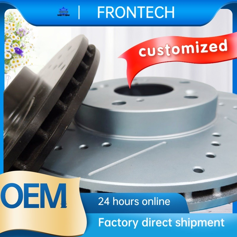 Frontech OEM Factory Wholesale Coated Slotted Drilled Car Parts Brake Disc Rotor