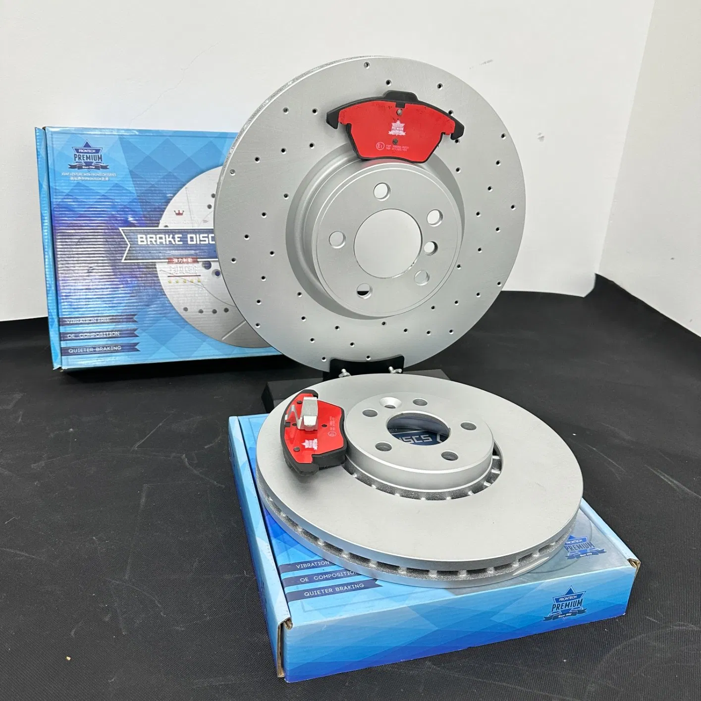 Frontech OEM Factory Wholesale Coated Slotted Drilled Car Parts Brake Disc Rotor