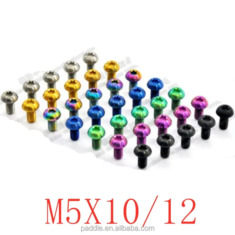 6pcs TC4GR5 Titanium &amp; Steel Bolts M5x10 12mm Screw Bolt Disc Brake Rotors Mountain Bike Road Bike T25 Torx Head