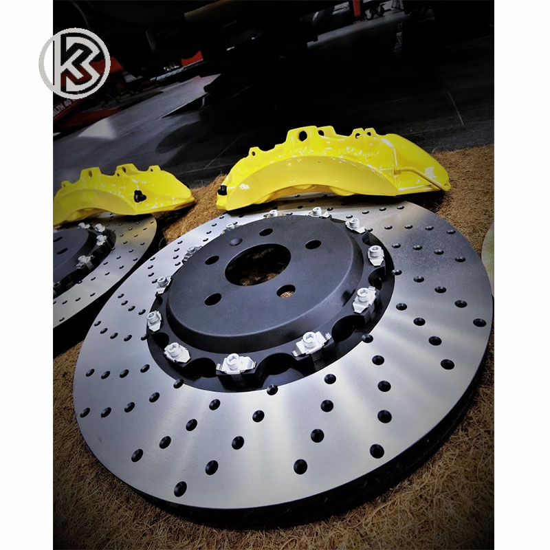 High Performance 2-Piece Floating Replacement Brake Disc Rotors R-Slotted Curved Vanes 2 Pieces Brake Rotors