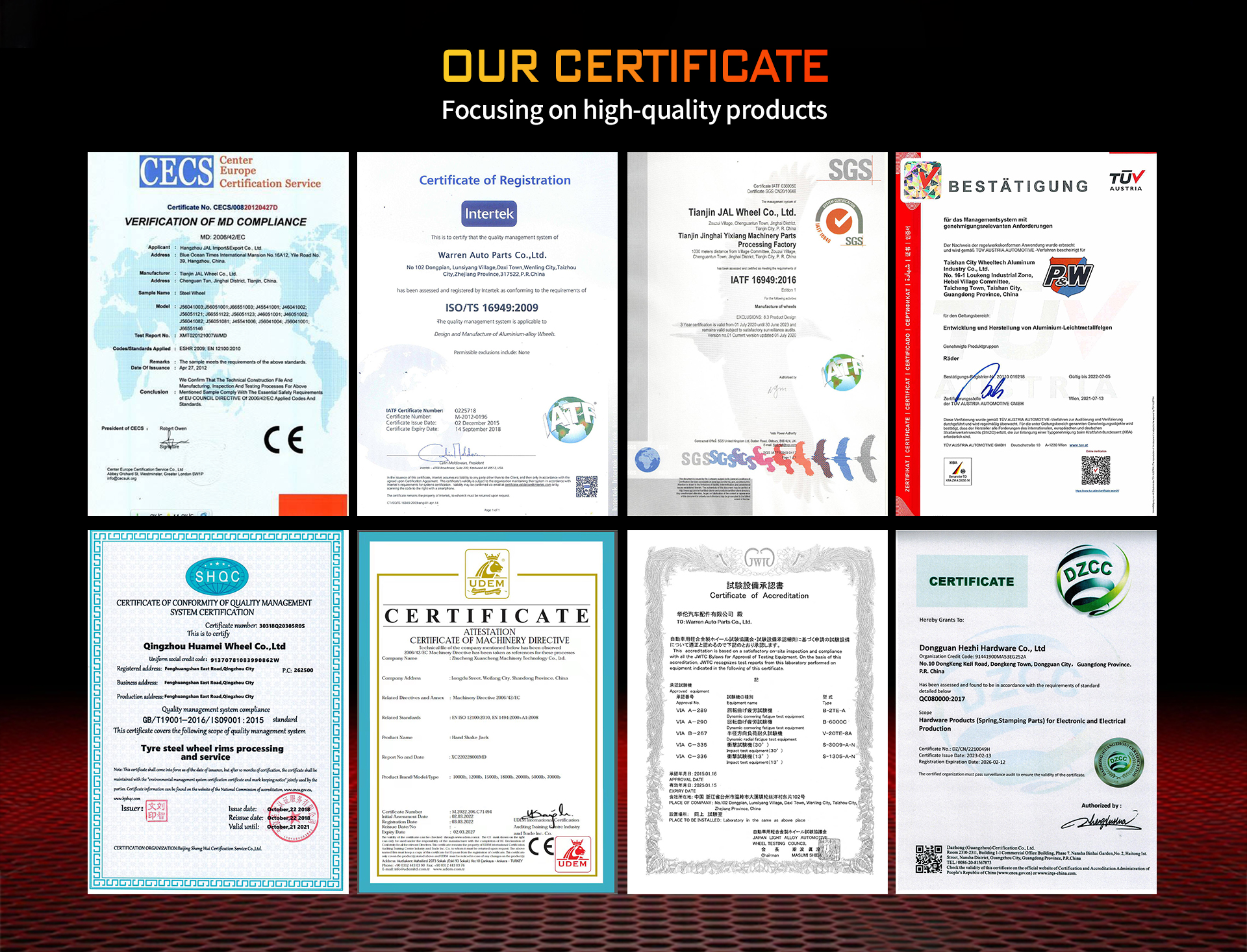 Automotive Parts Specifications