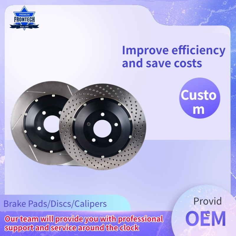 Frontech Break System Drilled and Slotted Front Brake Rotors for Ford Mustang