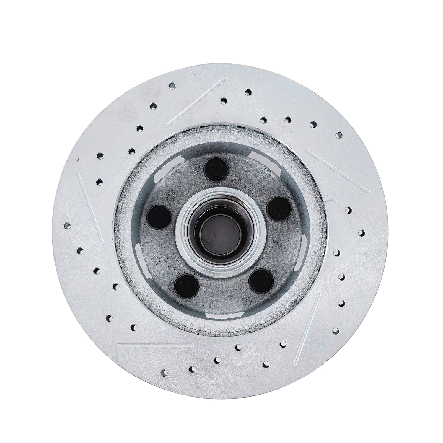 Drilled &amp; Slotted Front Disc Brake Rotor, LH, 5406, White Zinc, Fits 1964-1967 Ford Mustang V8 BR-5406LX-Z