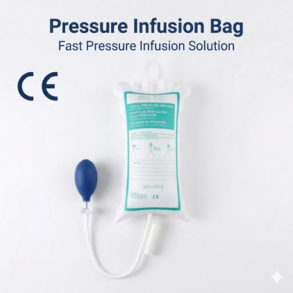 Bolsa de infusión de presión IV desechable de un solo uso para administración rápida de fluidos médicos en hospital o clínica