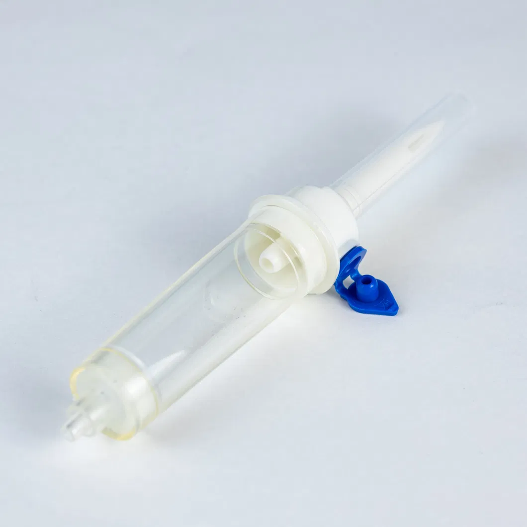 Conjunto de infusión médica desechable con aguja, bureta y filtro