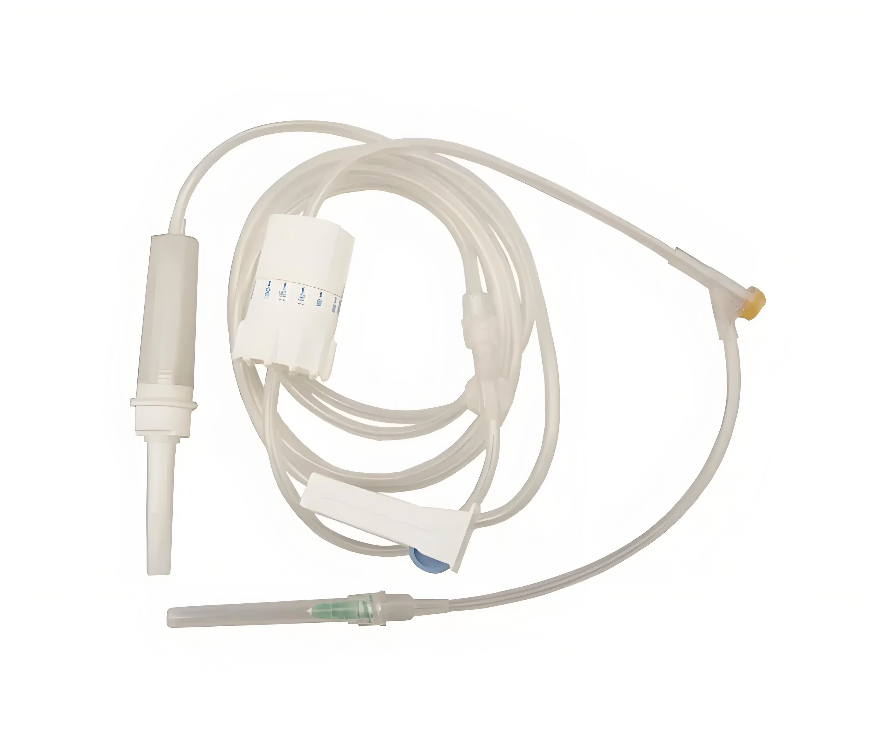 Conjunto de infusión IV desechable con regulador de flujo