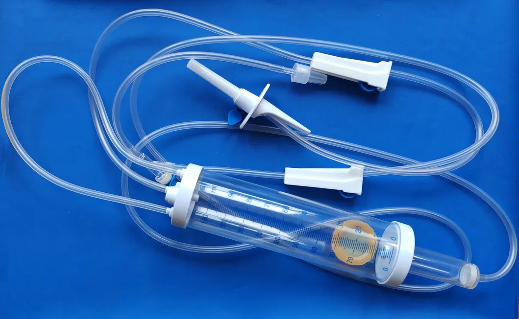 Juego de infusión de bureta médica estéril desechable con 60drop cámara