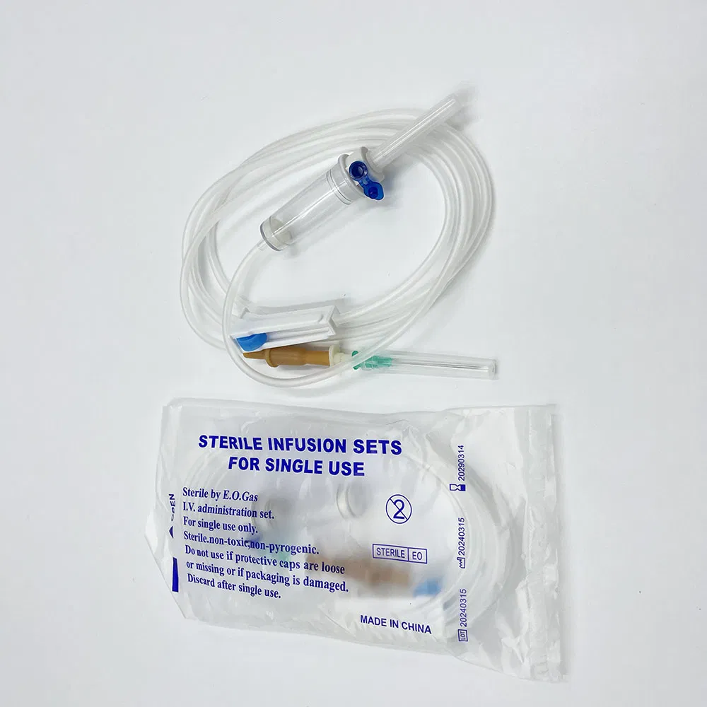 Juego de infusión médica desechable estéril de control de flujo de precisión con aprobación CE