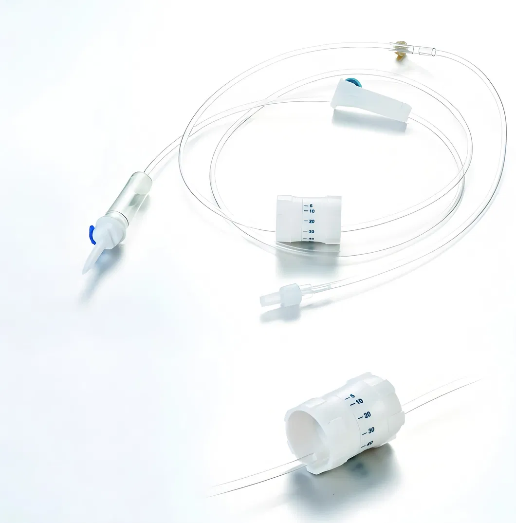 Conjunto de infusión IV desechable con regulador de flujo