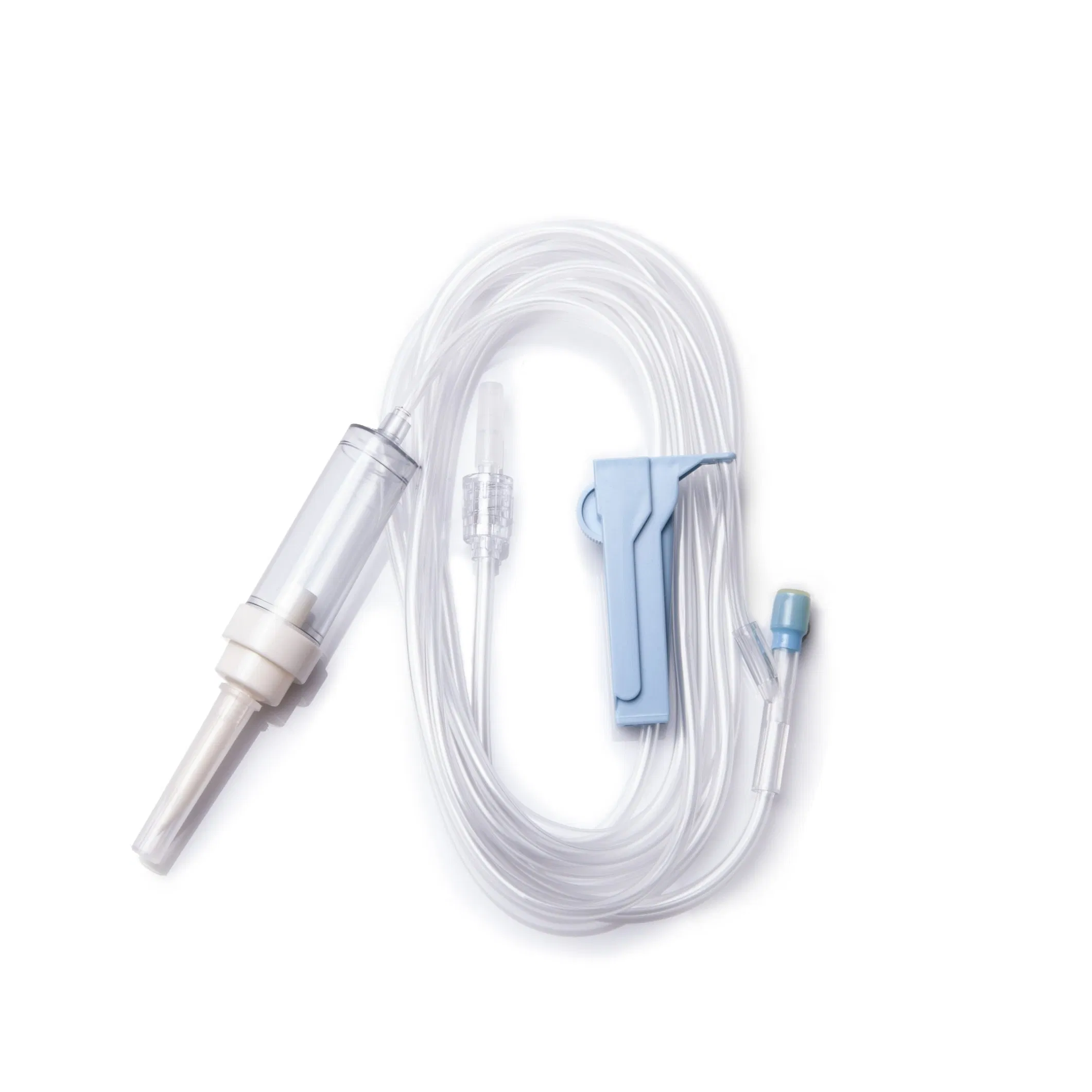 Conjunto de infusión intravenosa desechable médica con regulador de flujo